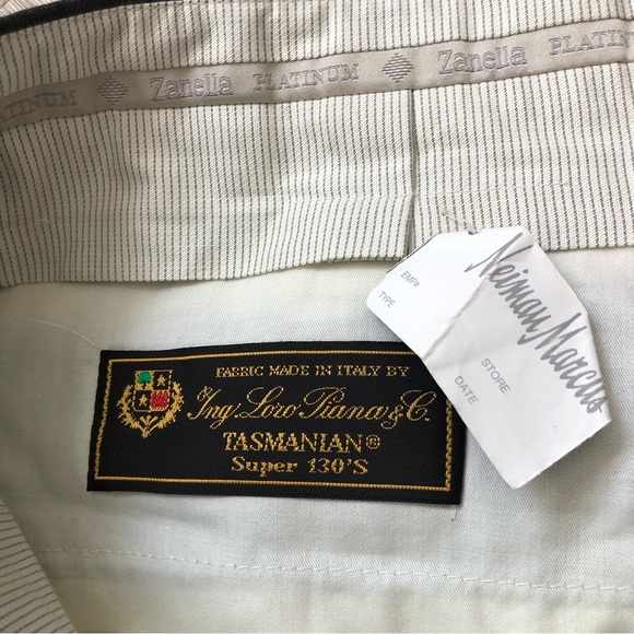 zanella mens dress pants 34 platinum pleated gray loro piana wool super 130’s - Picture 6 of 9